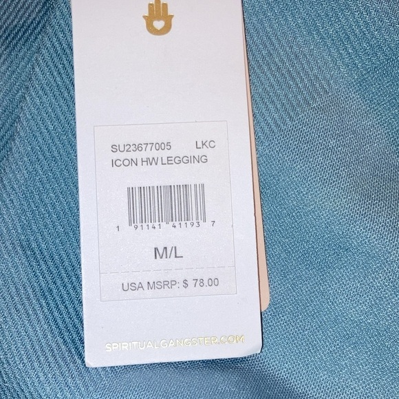 NWT Spiritual Gangster Icon High Waisted Legging size Med/Lg Lake Como - Picture 7 of 8